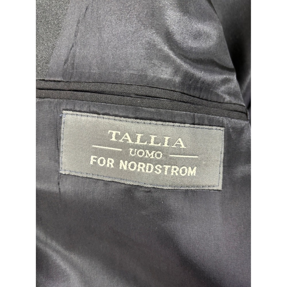 Tallia Uomo for Nordstrom Mens Black Worsted Wool Tuxedo Suit 44R 38W Peak Lapel - Picture 5 of 13